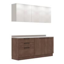 Cozinha Modulada Pequena Herval Amsterdam, 6 Peças, Avelã e Off White, com tampo Cozinha Modulada Pequena Herval Amsterdam, 6 Peças, Avelã e Off White, com tampo