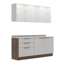 Cozinha Modulada Pequena Herval Amsterdam, 6 Peças, Off White e Avelã, com tampo