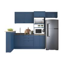 Cozinha Modulada Pequena Herval Viana, 5 Peças, Azul Orion E Carvalho Nature, Sem Tampo Cozinha Modulada Pequena Herval Viana, 5 Peças, Azul Orion E Carvalho Nature, Sem Tampo