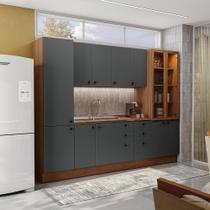 Cozinha Modulada Pixel Kappesberg 100% MDP Canela/Cinza Sagrado 280cm Cozinha Modulada Pixel Kappesberg 100% MDP Canela/Cinza Sagrado 280cm