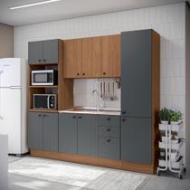 Cozinha Modulada Pixel Kappesberg 100% MDP Canela/Cinza Sagrado/Canela 240cm Cozinha Modulada Pixel Kappesberg 100% MDP Canela/Cinza Sagrado/Canela 240cm
