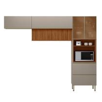 Cozinha Modulada Proença 3 Peças com Aéreo 120cm Ripado - Demartêz