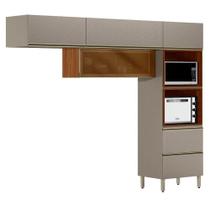 Cozinha Modulada Proença 3 Peças Torre Quente Nogueira Nude Prime Tx - Demartez