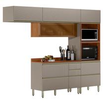 Cozinha Modulada Proença 4 peças Torre Quente Nogueira Nude Prime TX - Demartez Cozinha Modulada Proença 4 peças Torre Quente Nogueira Nude Prime TX - Demartez