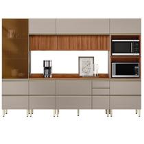 Cozinha Modulada Proença 6 Peças com Cristaleira e Aéreo 120cm Ripado - Demartêz Cozinha Modulada Proença 6 Peças com Cristaleira e Aéreo 120cm Ripado - Demartêz