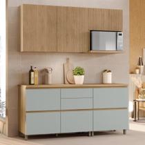 Cozinha Modulada Rainha Nesher Ripada MDF Com 4 Peças Nature Verde
