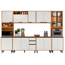 Cozinha Modulada Ravena 6 Peças 15 Portas com Paneleiro Duplo e Cristaleira Poliman Móveis