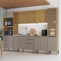 Cozinha Modulada Ripada com Vidro 6 Peças sem Tampo Laura Cadorin Móveis