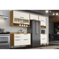 Cozinha Modulada Ronipa Syrah 5 Peças (3Aéreos+2Balcão) C5P09 Amendoa/Branco-Ronipa