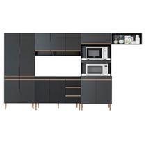 Cozinha Modulada Sabrina 360x202cm 5 Peças Preto