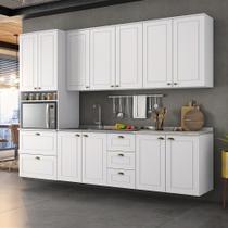 Cozinha Modulada Suspensa 271,5cm 5 peças 11 Portas 5 Gavetas Americana Henn - Branco/Calcare