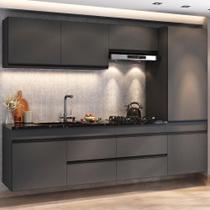 Cozinha Modulada Suspensa Milano MP2409 8 Portas 2 Gavetas 251,5cm Cinza Grafite Multimóveis