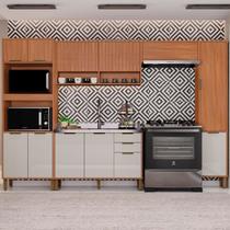 Cozinha Modulada Torre Quente Aéreo 2 Portas Ripado 5 Peças Florença Marrom/Freijó/Off White Cozinha Modulada Torre Quente Aéreo 2 Portas Ripado 5 Peças Florença Marrom/Freijó/Off White