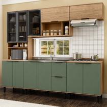 Cozinha Modulada Toscana 5 Peças Mdf com Aéreo 1200 Porta de Vidro e Paneleiro Cozinha Modulada Toscana 5 Peças Mdf com Aéreo 1200 Porta de Vidro e Paneleiro