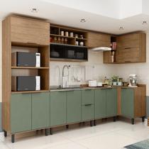 Cozinha Modulada Toscana 7 Peças Mdf com Aéreo 1200 Porta de Vidro Basculante e Armários Canto Cozinha Modulada Toscana 7 Peças Mdf com Aéreo 1200 Porta de Vidro Basculante e Armários Canto