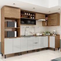 Cozinha Modulada Toscana 7 Peças Mdf com Aéreo 1200 Porta de Vidro Basculante e Armários Canto Cozinha Modulada Toscana 7 Peças Mdf com Aéreo 1200 Porta de Vidro Basculante e Armários Canto