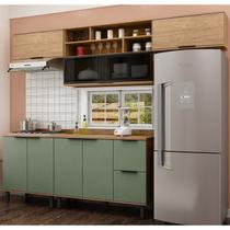 Cozinha Modulada Toscana em Mdf 5 Peças com Aéreo 1200 Porta de Vidro e Aéreo Geladeira com Tampo Cozinha Modulada Toscana em Mdf 5 Peças com Aéreo 1200 Porta de Vidro e Aéreo Geladeira com Tampo
