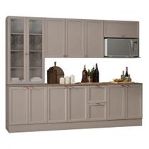 Cozinha Modulada Unna 7 Peças com Balcão com Tampo 270cm Cinza Poliman Móveis Cozinha Modulada Unna 7 Peças com Balcão com Tampo 270cm Cinza Poliman Móveis