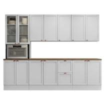 Cozinha Modulada Unna 7 Peças Paneleiro Balcão MDP 270CM Branco Poliman Móveis Cozinha Modulada Unna 7 Peças Paneleiro Balcão MDP 270CM Branco Poliman Móveis