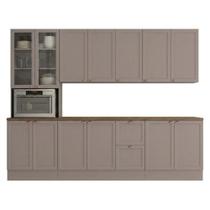 Cozinha Modulada Unna 7 Peças Paneleiro Balcão MDP 270CM Gris Poliman Móveis Cozinha Modulada Unna 7 Peças Paneleiro Balcão MDP 270CM Gris Poliman Móveis