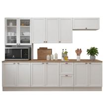 Cozinha Modulada Unna J00105P 4 Portas 270cm Branco Poliman Móveis Cozinha Modulada Unna J00105P 4 Portas 270cm Branco Poliman Móveis