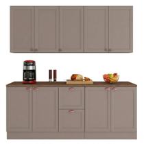 Cozinha Modulada Unna J00110P 6 Peças 200cm Cinza Poliman Móveis Cozinha Modulada Unna J00110P 6 Peças 200cm Cinza Poliman Móveis