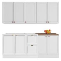 Cozinha Modulada Unna J00111P 6 Módulos 200cm Branco Poliman Móveis Cozinha Modulada Unna J00111P 6 Módulos 200cm Branco Poliman Móveis