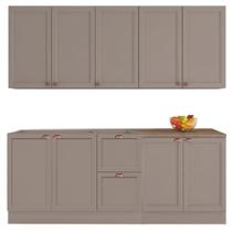 Cozinha Modulada Unna J00111P 6 Peças 200cm Cinza Poliman Móveis Cozinha Modulada Unna J00111P 6 Peças 200cm Cinza Poliman Móveis