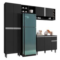 Cozinha Modulada Vanessa 230cm Paneleiro, Balcão com Tampo MDP e Aéreo - AJL Móveis