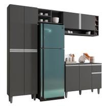 Cozinha Modulada Vanessa 230cm Paneleiro, Balcão com Tampo MDP e Aéreo - AJL Móveis