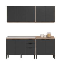 Cozinha Modular 4 Peças Firenze Composição FI0008 Avena Touch/Grafito - Demóbile