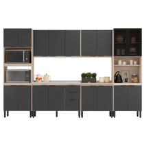 Cozinha Modular com 6 Peças Sem Tampo Firenze Composição FMT006 Avena Touch/Grafito - Demóbile