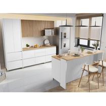 Cozinha Modular Rainha com 8 Peças Branco/Nature em MDF Móveis Nesher