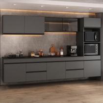 Cozinha Modular Suspensa Milano MP2413 10 Portas 2 Gavetas MDF MDP 301,5cm Cinza Multimóveis