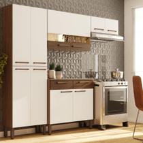 Cozinha Nala C/ Balcão Branco Nogueira Ripado Cozinha Nala C/ Balcão Branco Nogueira Ripado