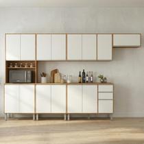 Cozinha Nina 6 Módulos Amêndoa Clean/Branco Cozinha Nina 6 Módulos Amêndoa Clean/Branco