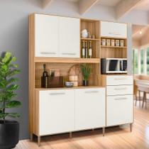 Cozinha Pequena Completa 5 Portas 3 Gavetas 180cm Freijó Off White Cristal Wilhelm Shop Jm
