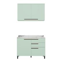 Cozinha Pequena Modulada Herval Manhattan, 120 cm, Verde Bali