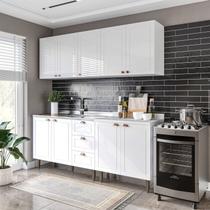 Cozinha Pérola com Rodapé 4 Peças Aéreos com 5 Portas, Balcão 2 Gavetas 3 Portas e Balcão 2 Portas Yescasa