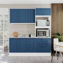 Cozinha Pérola com Rodapé Completa 3 Peças Aéreo 3 Portas e Balcão 2 Gavetas 3 Portas e Torre Quente