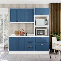 Cozinha Pérola com Rodapé e Tampo 3 Peças Aéreo 3 Portas e Balcão 2 Gavetas 3 Portas e Torre Quente