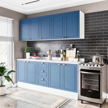 Cozinha Pérola com Rodapé e Tampo Aéreos com 5 Portas, Balcãos Yescasa Azul/Branco