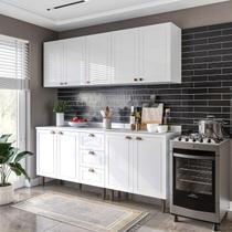 Cozinha Pérola com Tampo 4 Peças Aéreos com 5 Portas, Balcão 2 Gavetas 3 Portas e Balcão 2 Portas Yescasa Cozinha Pérola com Tampo 4 Peças Aéreos com 5 Portas, Balcão 2 Gavetas 3 Portas e Balcão 2 Portas Yescasa