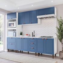 Cozinha Pérola com Tampo 5 Peças Torre Quente Aéreo 3 Portas Balcão 120 Balcão 80 e Basculante Yesca