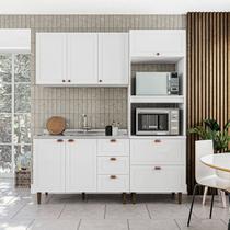 Cozinha Pérola Completa 3 Peças Aéreo 3 Portas e Balcão 2 Gavetas 3 Portas e Torre Quente Yescasa