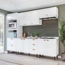 Cozinha Pérola Completa 5 Peças Torre Quente Aéreo 3 Portas Balcão 120 Balcão 80 e Basculante Yescas - Yescasa