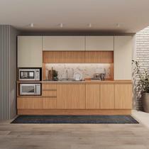 Cozinha Planejada 6 Peças Armários, Balcões, Torre Quente Paneleiro Aroeira CabeCasa MadeiraOriginals Marrom/Cinza Sereno/Cedro