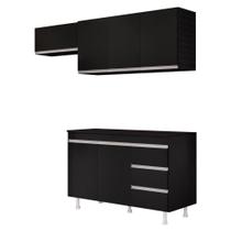 Cozinha Planejada Lux 3 Peças 100%mdf Com Balcão Gabinete Tampo 120cm 3 Gavetas Preto - Abmaza Cozinha Planejada Lux 3 Peças 100%mdf Com Balcão Gabinete Tampo 120cm 3 Gavetas Preto - Abmaza