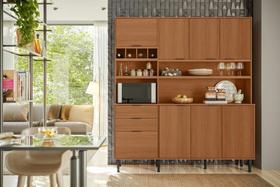 Cozinha Praga 7 Portas 3 Gaveteiros c/ Espaço para Microondas e Vinhos - Jequitiba