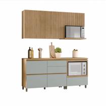 Cozinha Rainha com 4 Peças 4 Portas 5 Gavetas Ripado em MDF 190cm de Largura Nesher